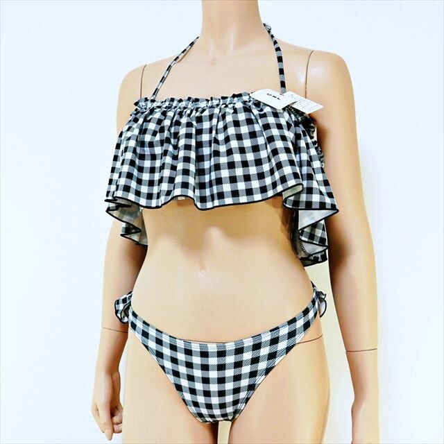 PE5-P36☆//GRLグレイル♪新品タグ付き☆シンプルだけどガーリーなオフショル風フリル×ギンガムチェック*▲_画像2