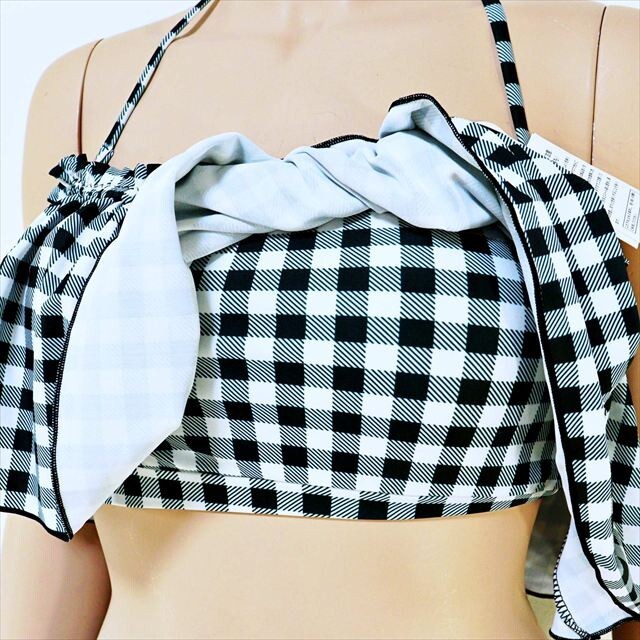 PE5-P36☆//GRLグレイル♪新品タグ付き☆シンプルだけどガーリーなオフショル風フリル×ギンガムチェック*▲_画像4