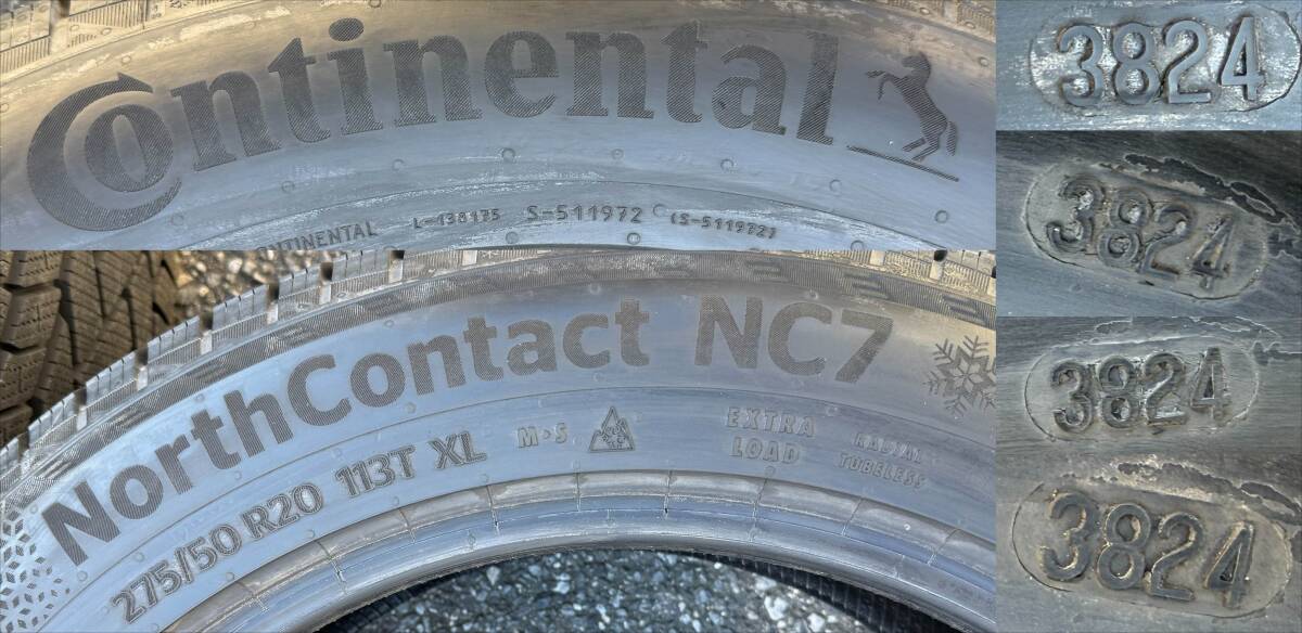 2024年製造　４本イボ有Continental NorthContact NC7 スタッドレス275/50R20 113T XL　X166 GLE X167 GLS W465 W463A W463 Gクラス BMW X7_画像8