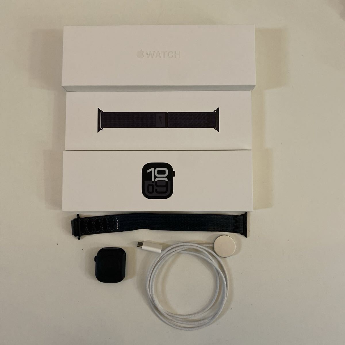 *NO.251123Q* Apple Watch Series 10 42mm jet черный aluminium GPS модель первый период . электризация проверка settled MYJA3FE Nike спорт петля 