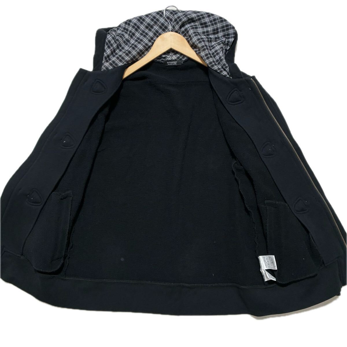  прекрасный товар /L размер * BURBERRY BLACK LABEL полупальто "даффл коут" Burberry Black Label noba проверка средний тренировочный черный чёрный мужской 3