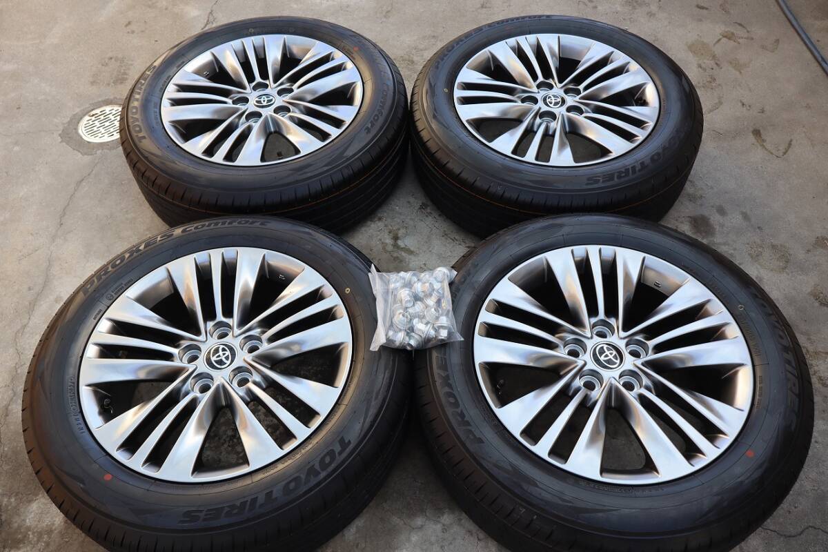 新型　40系　アルファードハイブリッド　純正18インチアルミホイール　バリ山タイヤ　4本セット　純正ホイールナット付き_画像1