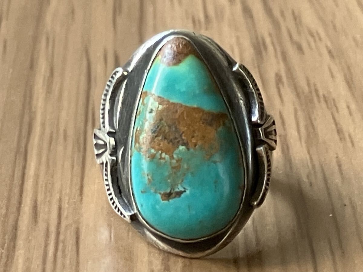 インディアンジュエリー シルバー925 リング 20号 指輪 ターコイズ ロイストン ナバホ族 Navajo ヴィンテージ_画像1