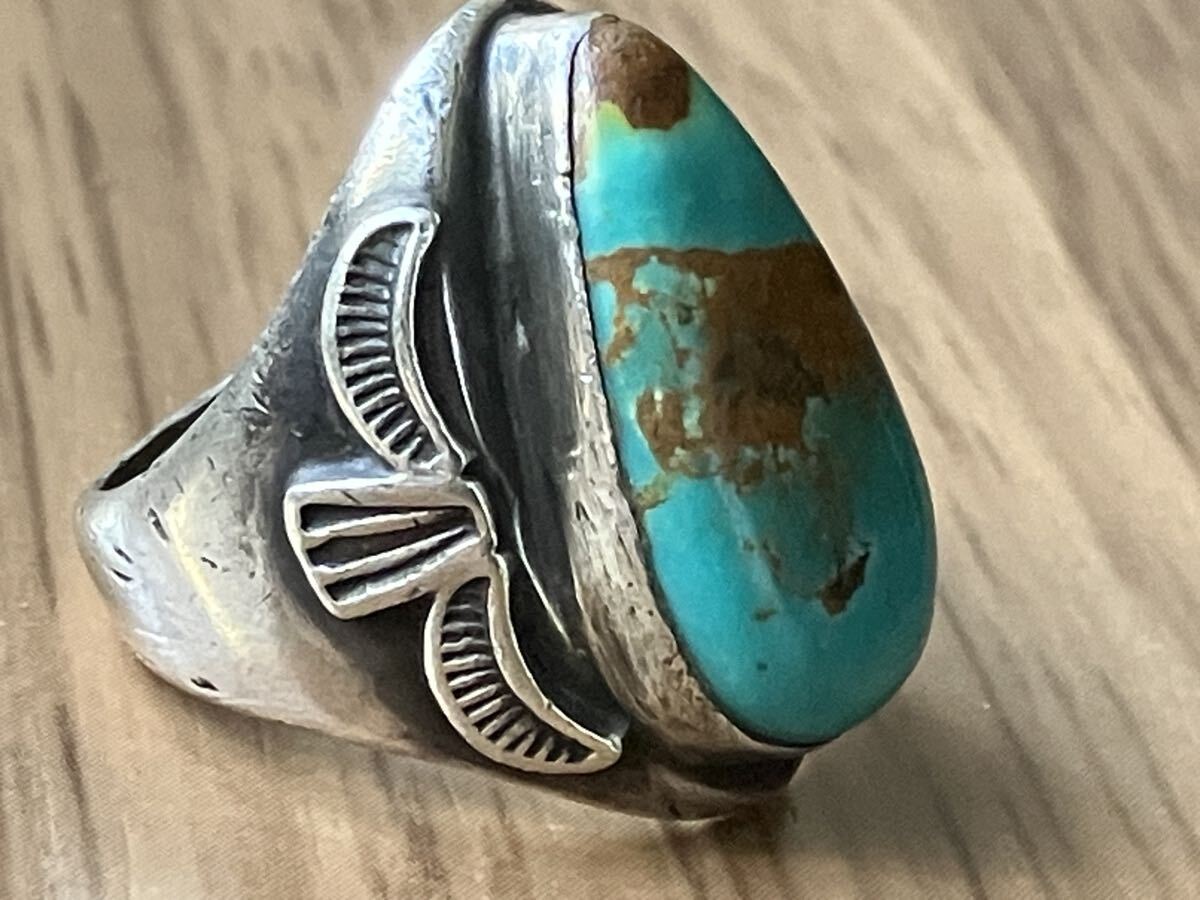 インディアンジュエリー シルバー925 リング 20号 指輪 ターコイズ ロイストン ナバホ族 Navajo ヴィンテージ_画像2