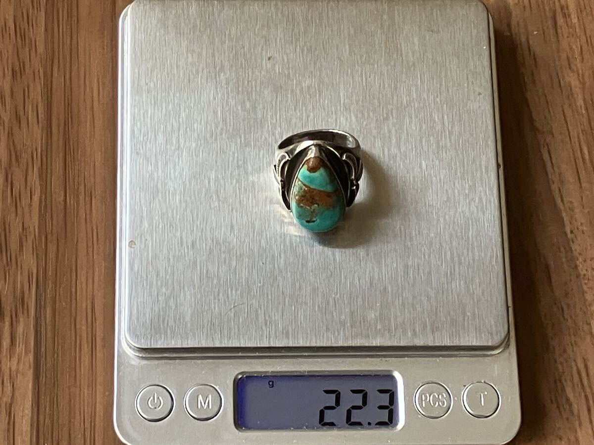 インディアンジュエリー シルバー925 リング 20号 指輪 ターコイズ ロイストン ナバホ族 Navajo ヴィンテージ_画像9