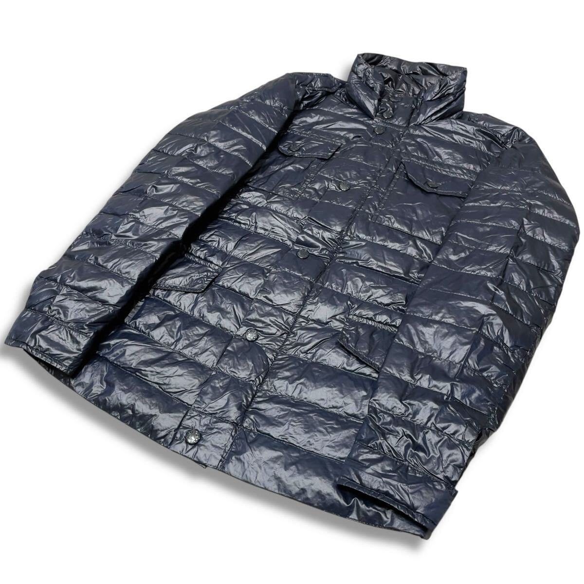 24 国内正規品 MONCLER モンクレール OMER DOWN JACKET ナイロン ダウンジャケット ジップアップ ブルゾン ネイビー 0 メンズ_画像2