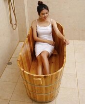 ◆新品◆高品質◆浴槽 バスタブ 木製 お風呂 バスタブ ポリ浴槽 浴室用 バケツ 120cm×58cm×68cm_画像1