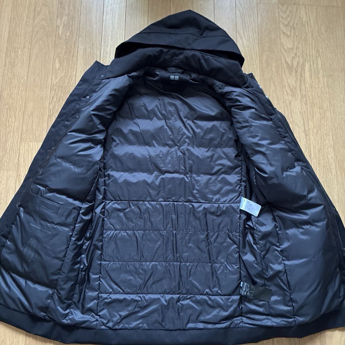 極美品 ユニクロ UNIQLO ハイブリッドダウン コート ブラック サイズM_画像6