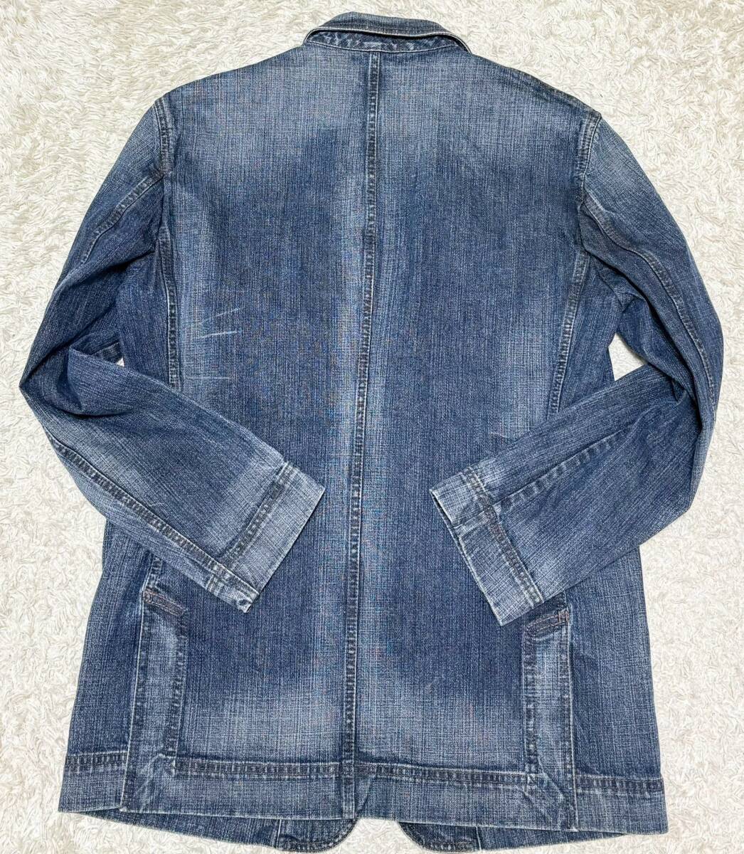 【未使用★大きいサイズLL】INTERMEZZO ダメージ加工 ストレッチデニム テーラードジャケット●インターメッツォ (11)_画像4