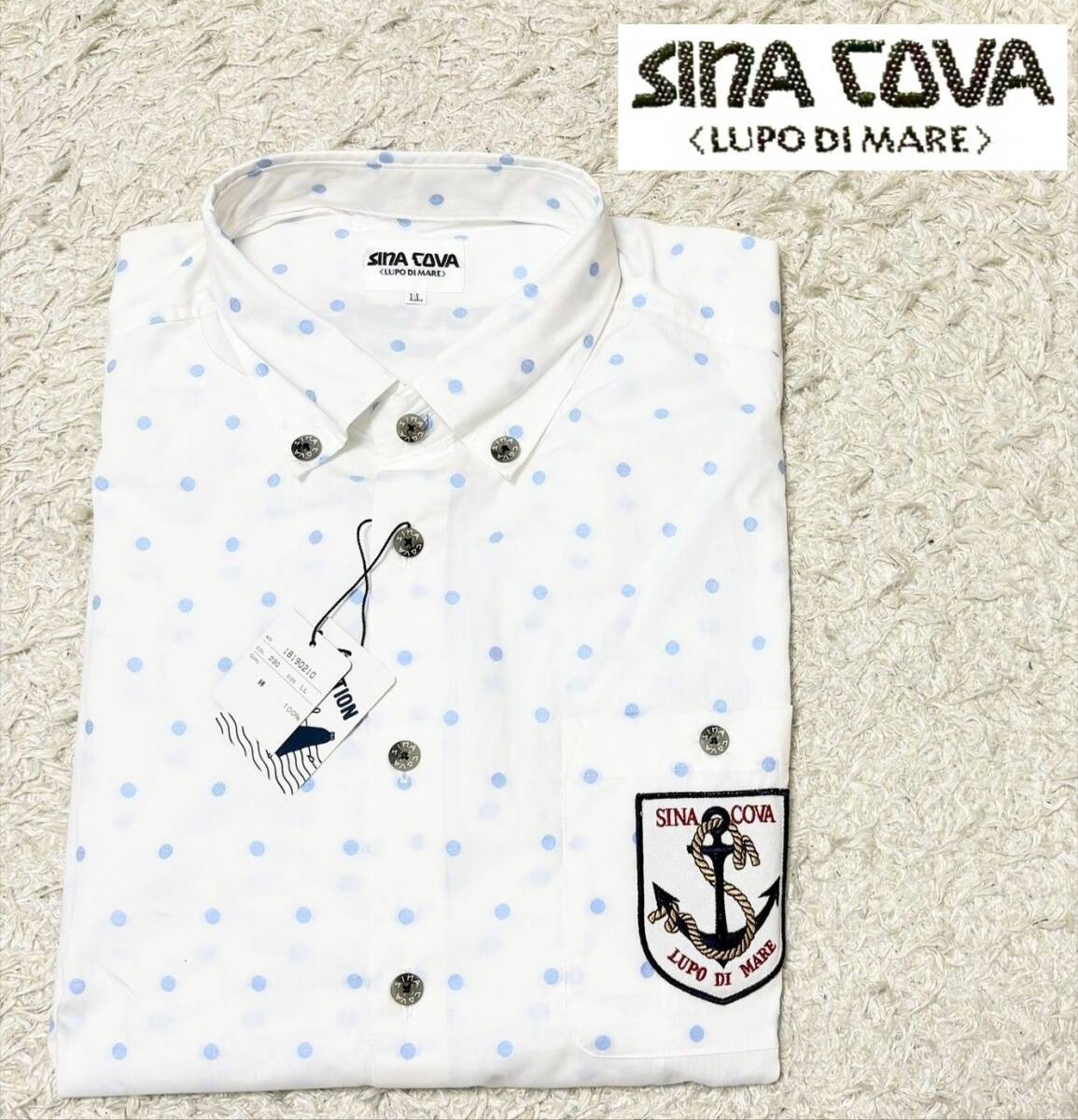 【未使用★大きいサイズLL】SINA COVA 長袖シャツ 白●ドット☆シナコバ (11)_画像1