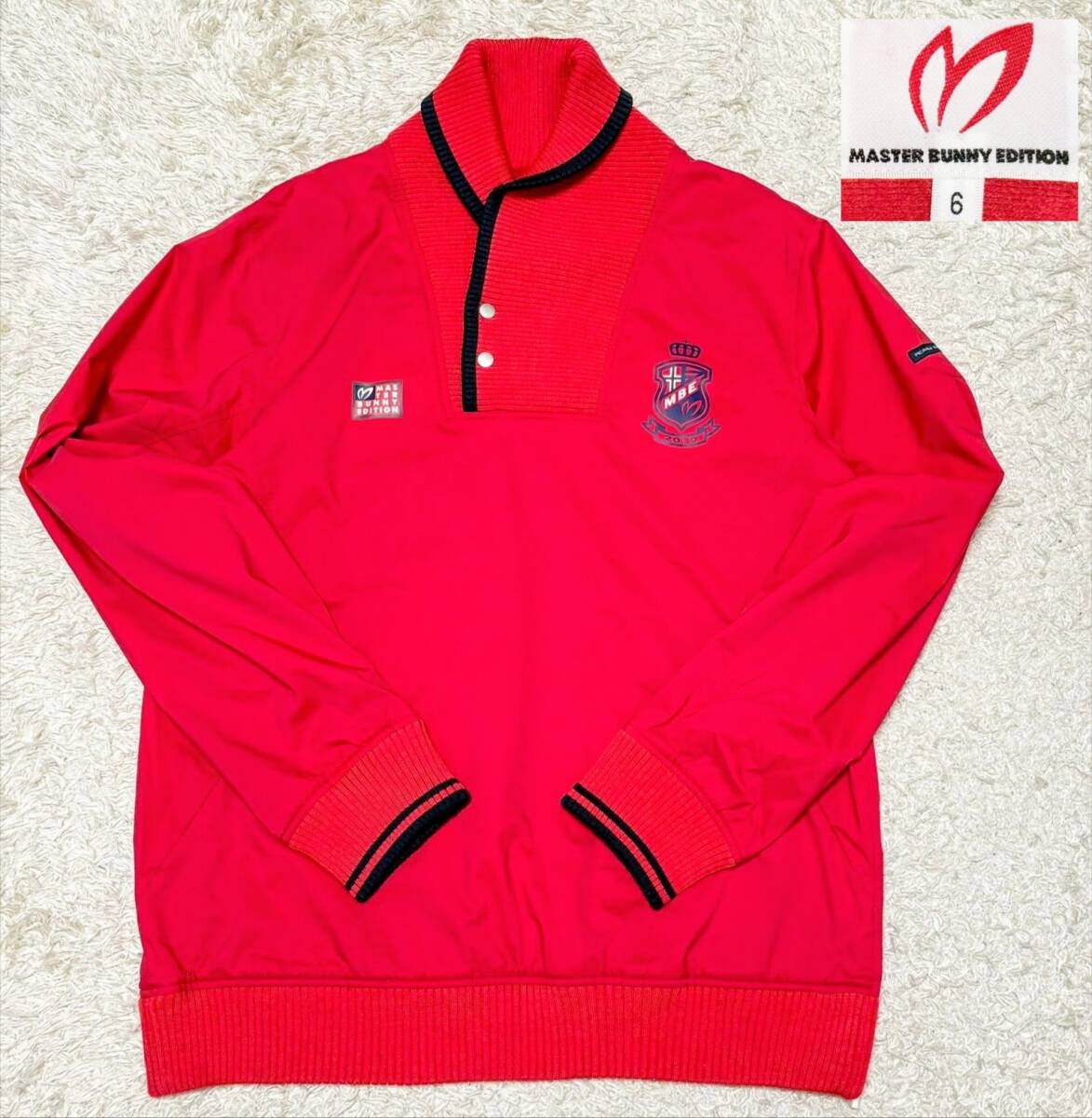 【大きいサイズ6(LL)★】美品 マスターバニーエディション●ショールカラー ウインドブレーカー ナイロンジャケット 赤☆裏地防風素材 (11)_画像1