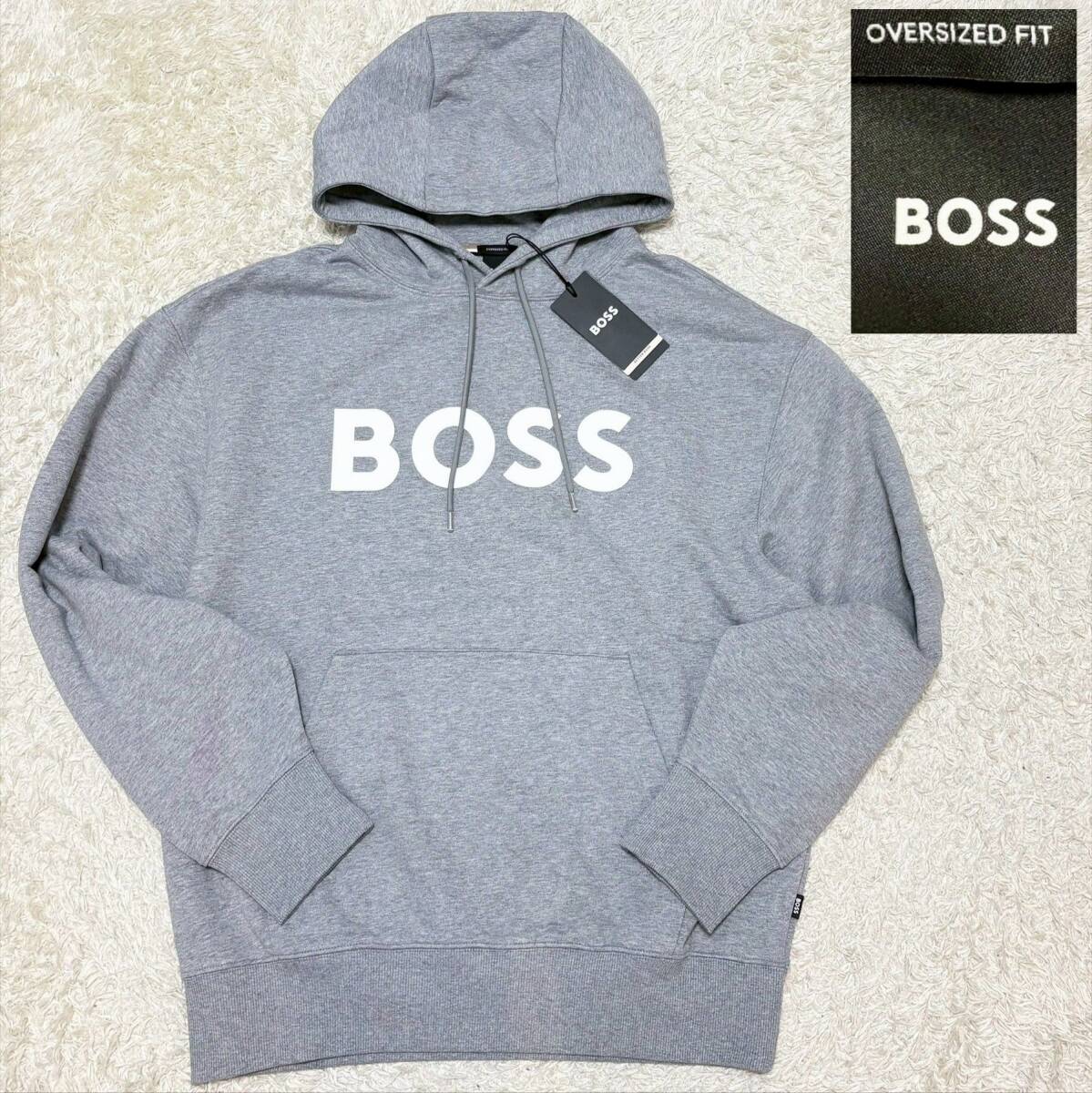 【未使用★現行タグ】大きいサイズXL BOSS スウェットパーカー グレー●ボス (10)_画像1