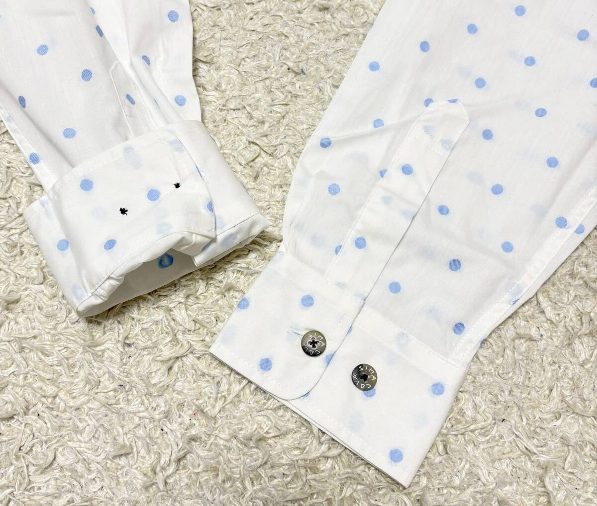 【未使用★大きいサイズLL】SINA COVA 長袖シャツ 白●ドット☆シナコバ (11)_画像4
