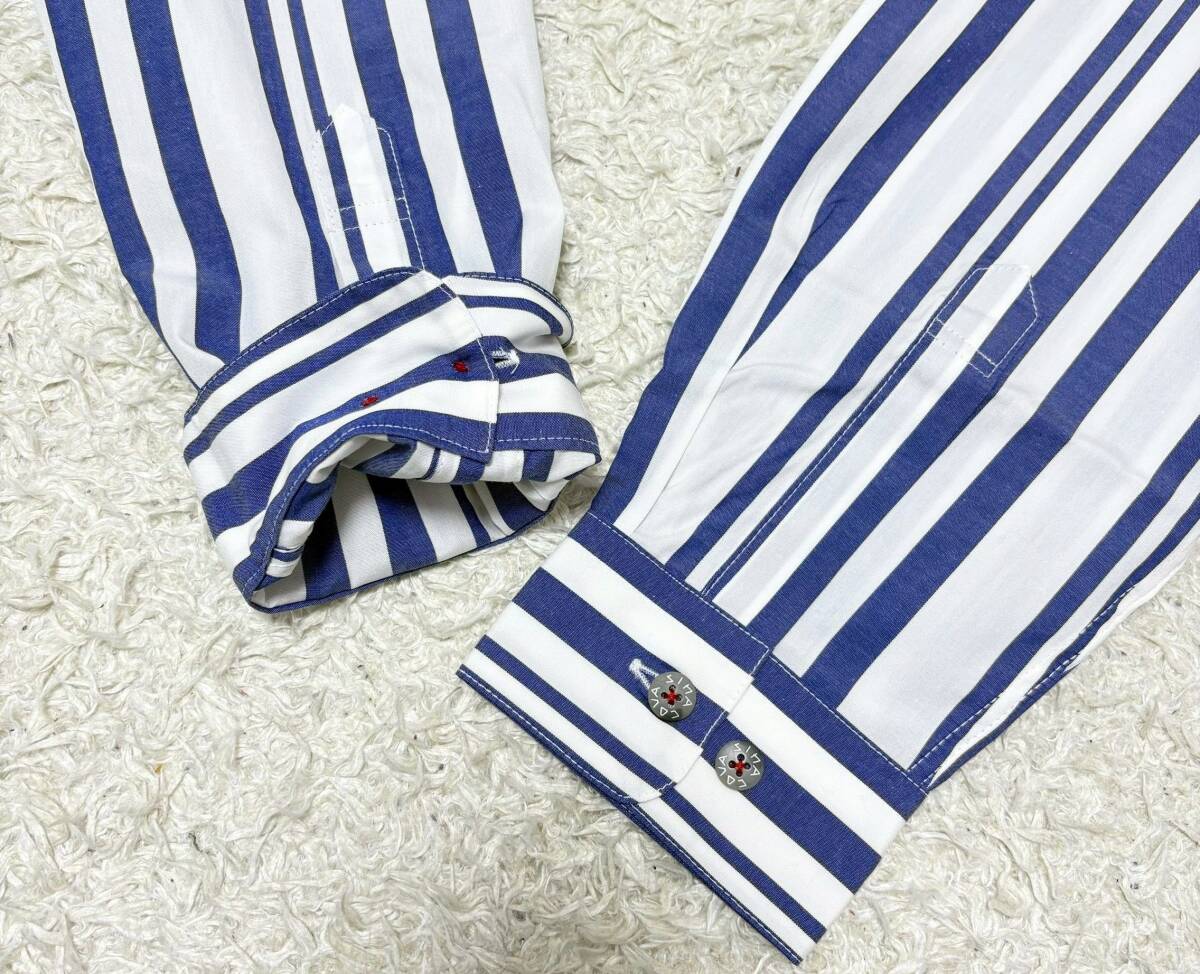 【未使用★大きいサイズLL】SINA COVA 長袖シャツ 白青●ストライプ☆シナコバ (11)_画像4