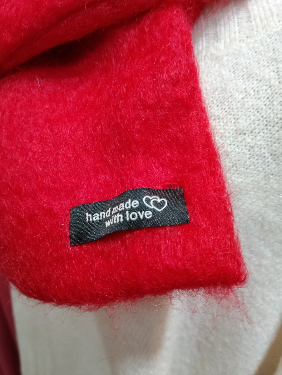 ☆ハンドメイドマフラー♪お洒落な赤☆_画像4