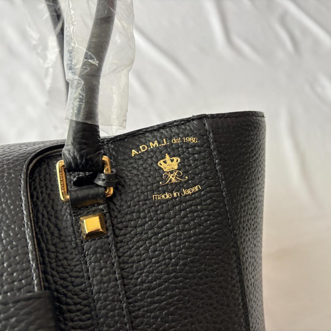 ＜未使用!!＞■A.D.M.J. エーディーエムジェー トートバッグ レザー 本革 肩掛け 普段使い 上品コーデ お洒落 ブラック 黒 管:2511063_画像2