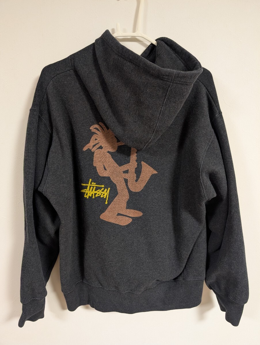 ステューシー　オールド　パーカー　ジャズマン　シャドーマン　ンテージ　90s　USA製　XL　Mサイズ程度　黒　スウェット_画像1
