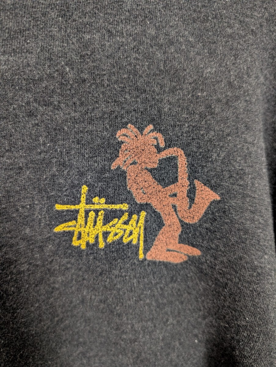 ステューシー　オールド　パーカー　ジャズマン　シャドーマン　ンテージ　90s　USA製　XL　Mサイズ程度　黒　スウェット_画像3