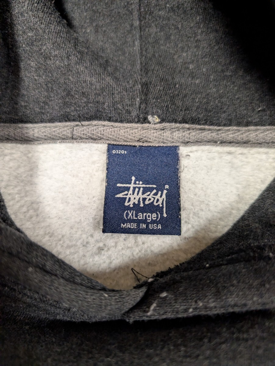 ステューシー　オールド　パーカー　ジャズマン　シャドーマン　ンテージ　90s　USA製　XL　Mサイズ程度　黒　スウェット_画像4