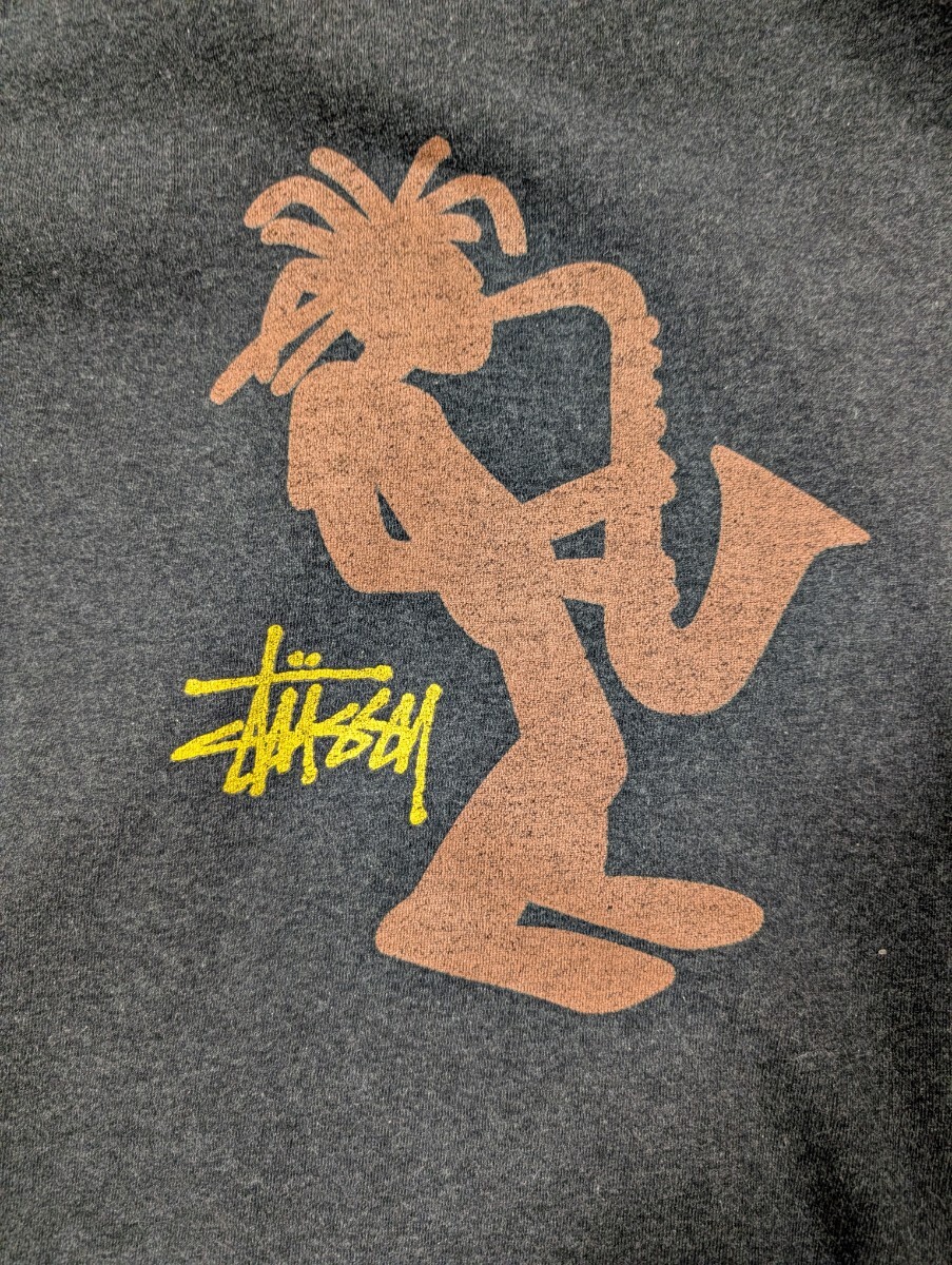 ステューシー　オールド　パーカー　ジャズマン　シャドーマン　ンテージ　90s　USA製　XL　Mサイズ程度　黒　スウェット_画像5