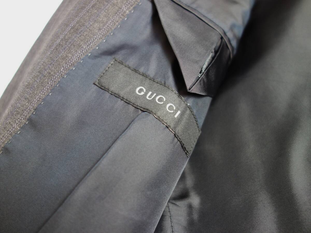 ◆GUCCI/グッチ 2ボタン 高級 灰スト スーツ セットアップ ジャケット パンツ 50 XL◆_画像5