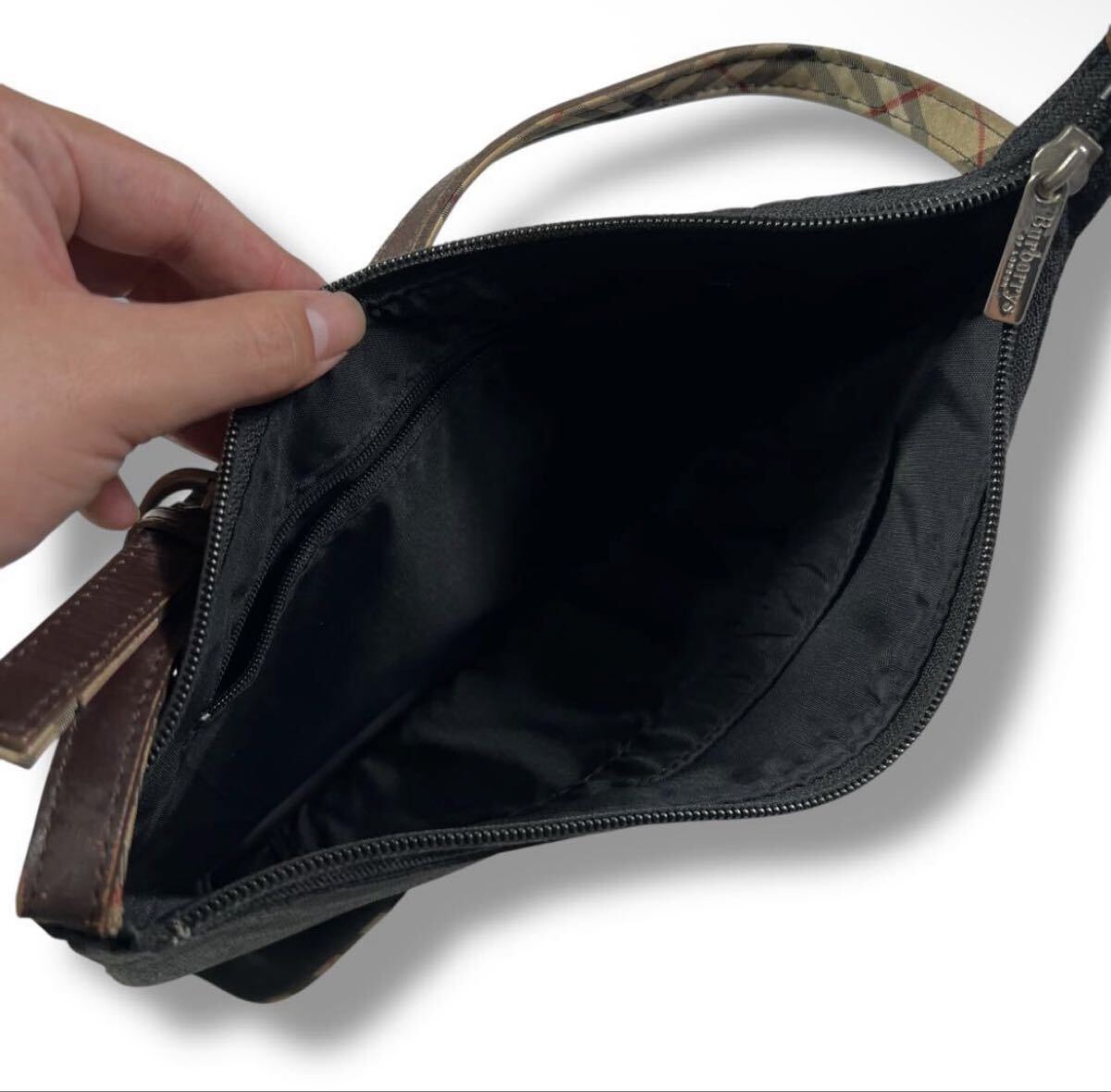 BURBERRY BLUELABEL バーバリー ブルーレーベル ワンショルダーバッグ ハンドバッグ ノバチェック ナイロン 肩掛け y2k ショルダーバッグ_画像7