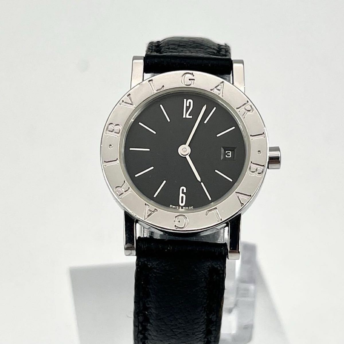 BVLGARI ブルガリ　BB26SLD 黒文字盤　シルバー　レディース　純正ベルト　ブラック　2針　クォーツ　純正ベルト　レザー　SS　デイト_画像4