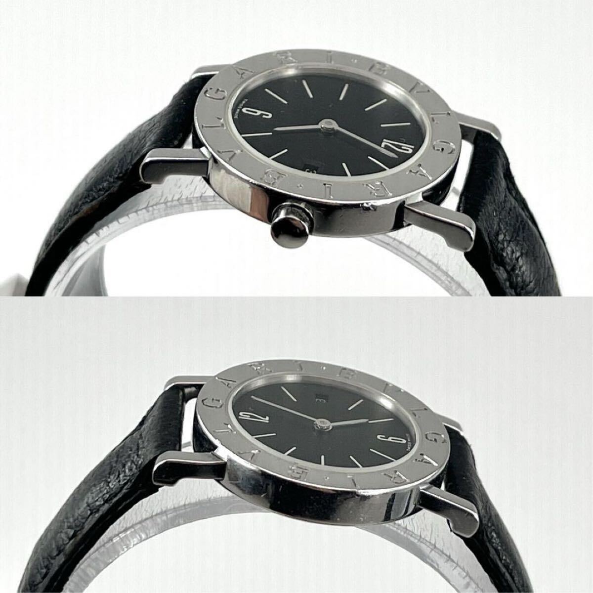 BVLGARI ブルガリ　BB26SLD 黒文字盤　シルバー　レディース　純正ベルト　ブラック　2針　クォーツ　純正ベルト　レザー　SS　デイト_画像5