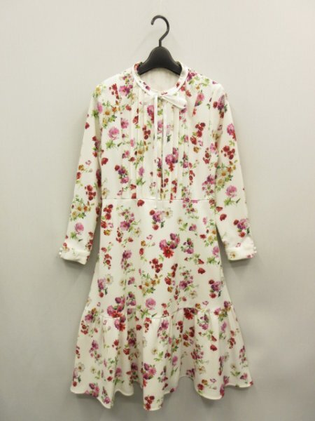 クイーンズコートQUEENS COURT★定価¥20900(税込) ガーベラプリントミニワンピース◆サイズ2◆未使用_画像1