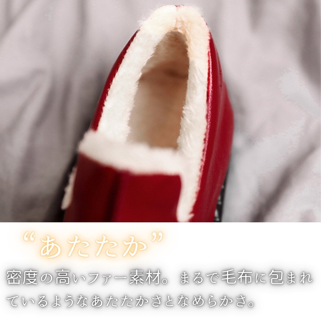 ボアショートブーツ レディース ボアスリッポン 暖かい 軽量 滑りにくい ブラック 23.5_画像2