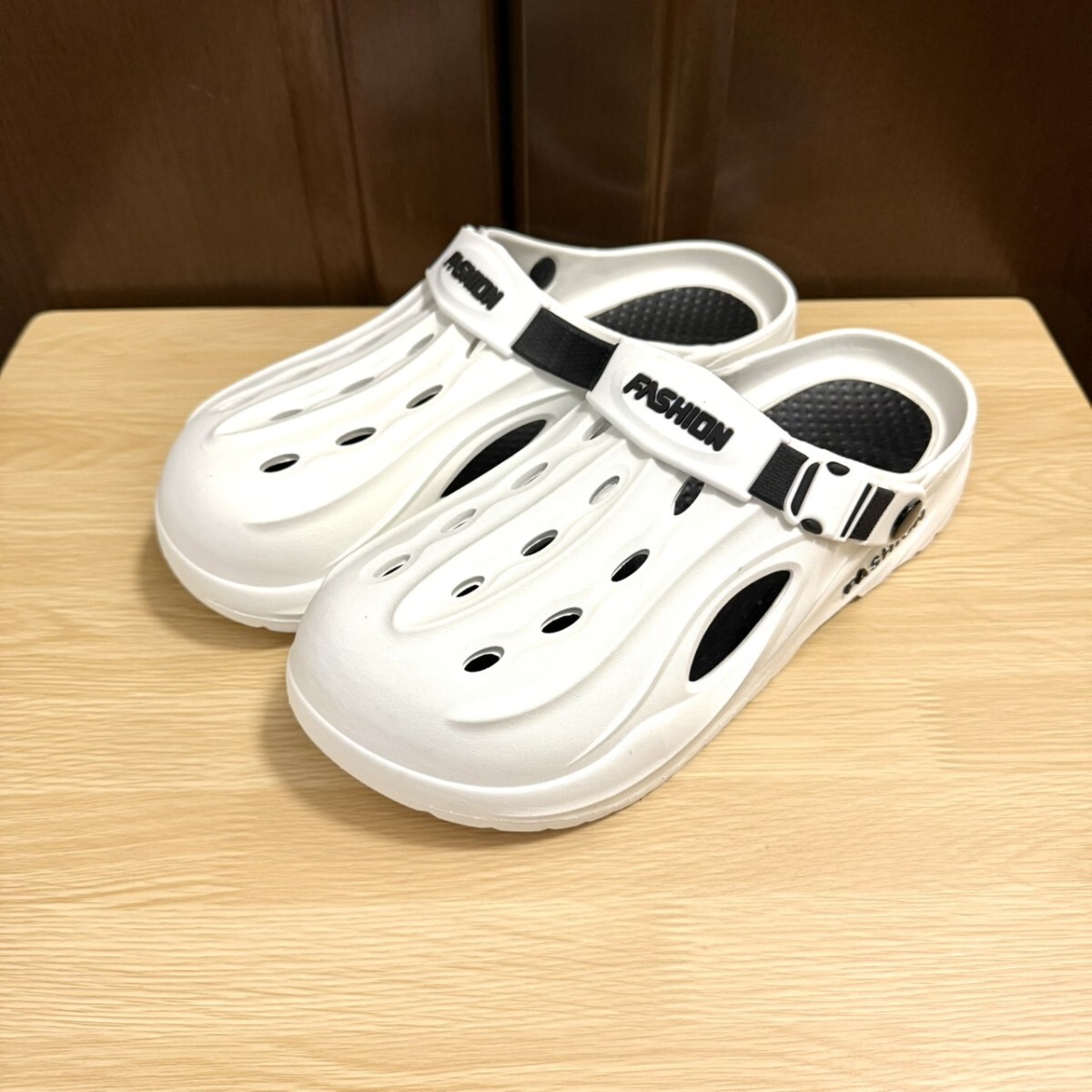 クロッグサンダル メンズ 2WAY スポーツサンダル サボサンダル 前閉じ ホワイト 25.0〜25.5_画像7