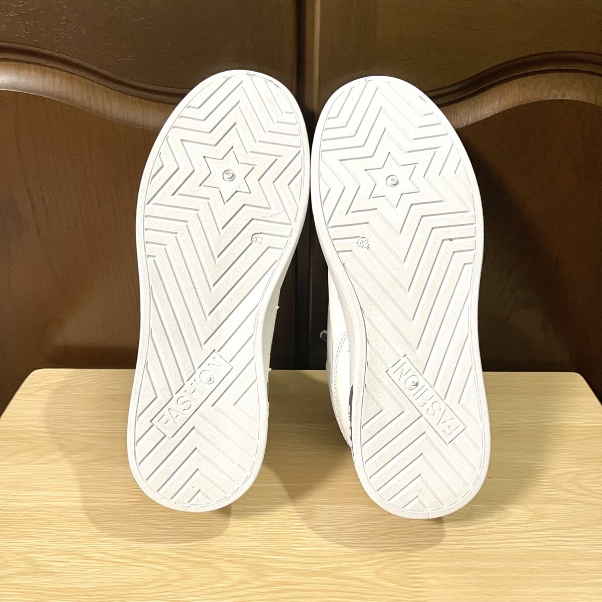 スニーカー メンズ PUレザー フェイクレザー 革靴 カジュアル 歩きやすい ホワイト 27.0_画像10