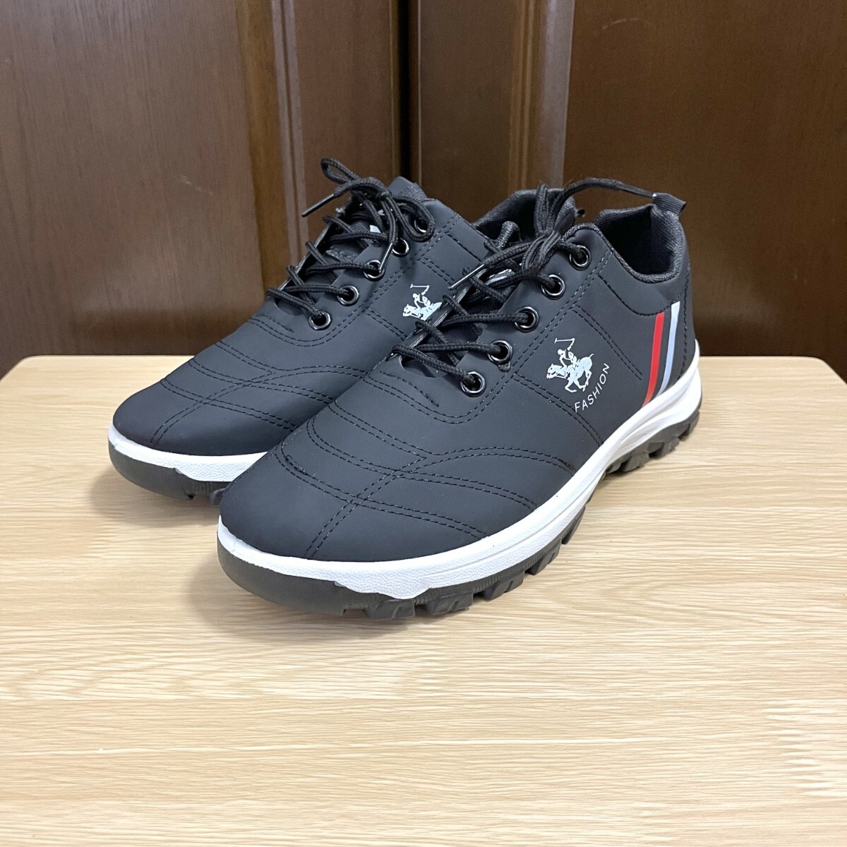 スニーカー メンズ 防水シューズ カジュアル 合革 通勤 通学 作業靴 ブラック 26.5_画像7