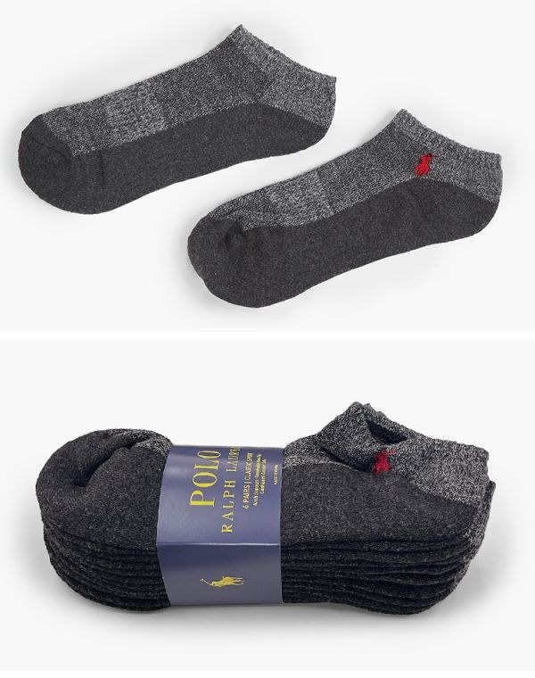 新品 ラルフローレン 靴下 メンズ くるぶしソックス ショートソックス 6足セット ポロ ブラック 黒 Polo Ralph Lauren 未使用 1円出品_画像3