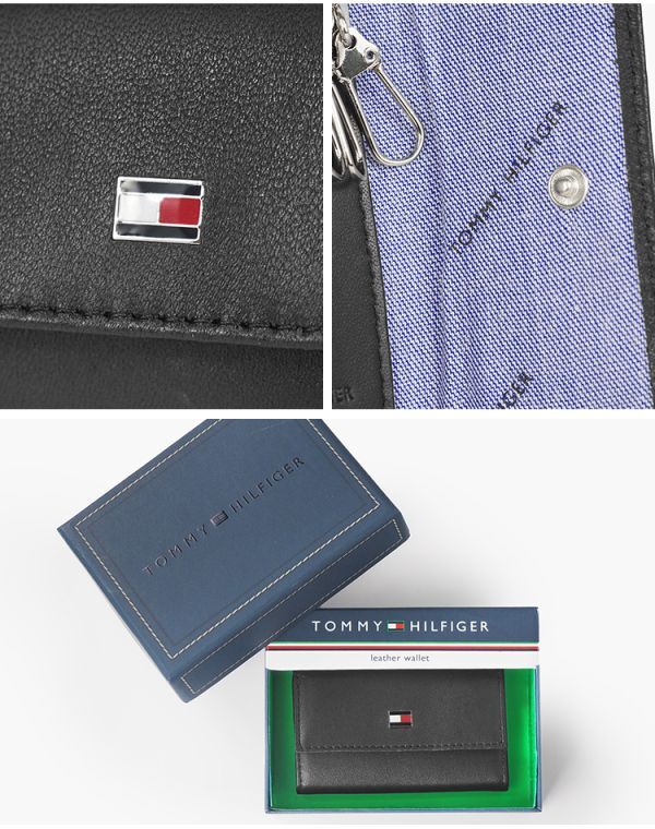 新品 トミーヒルフィガー キーケース 本革 ブラック TOMMY HILFIGER YEN 6 HOOK KEYCASE BLACK Oxford 31TL17X002 未使用 1円出品_画像6