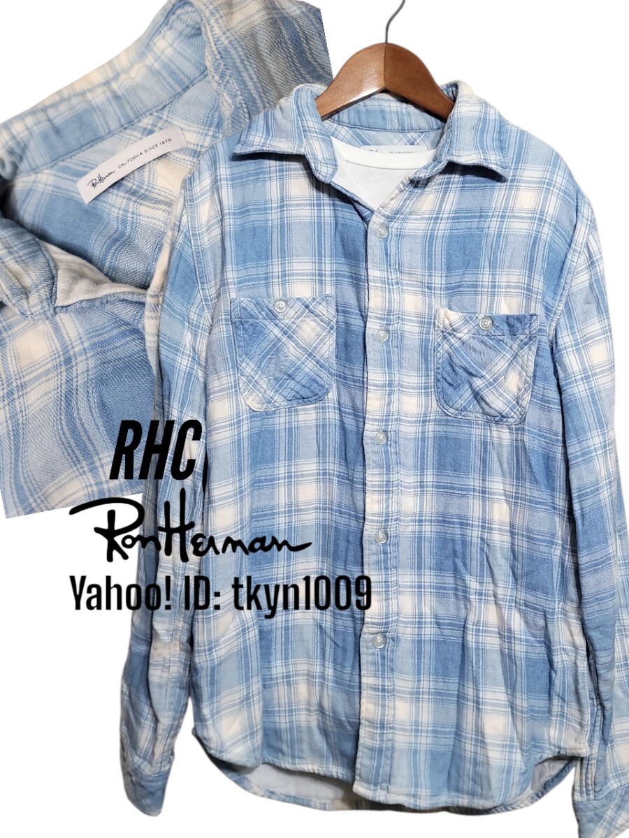 Ron Herman CALIFORNIA ロンハーマン ダブルガーゼ チェックシャツ Check Shirt 長袖シャツ インディゴ_画像1