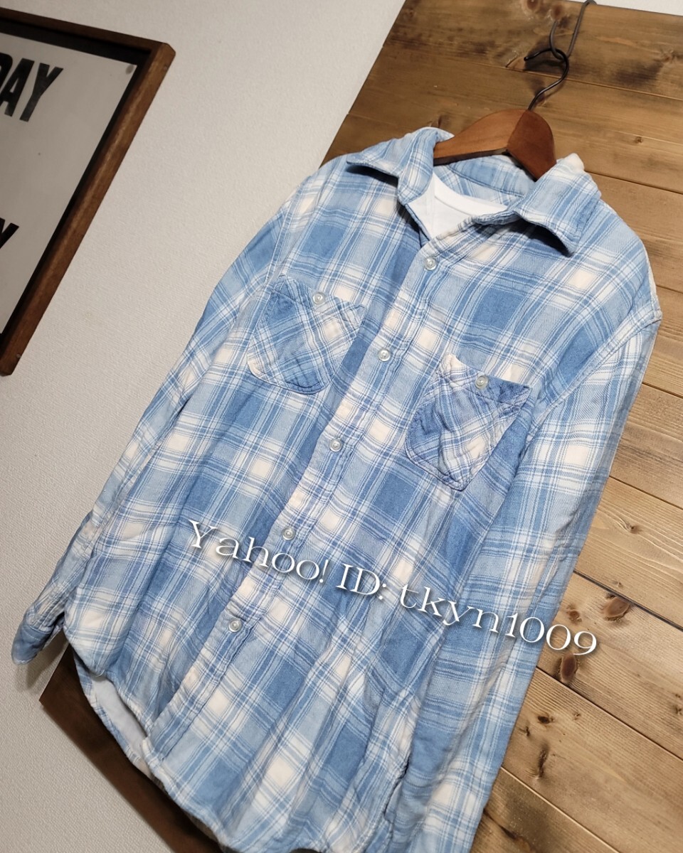 Ron Herman CALIFORNIA ロンハーマン ダブルガーゼ チェックシャツ Check Shirt 長袖シャツ インディゴ_画像2