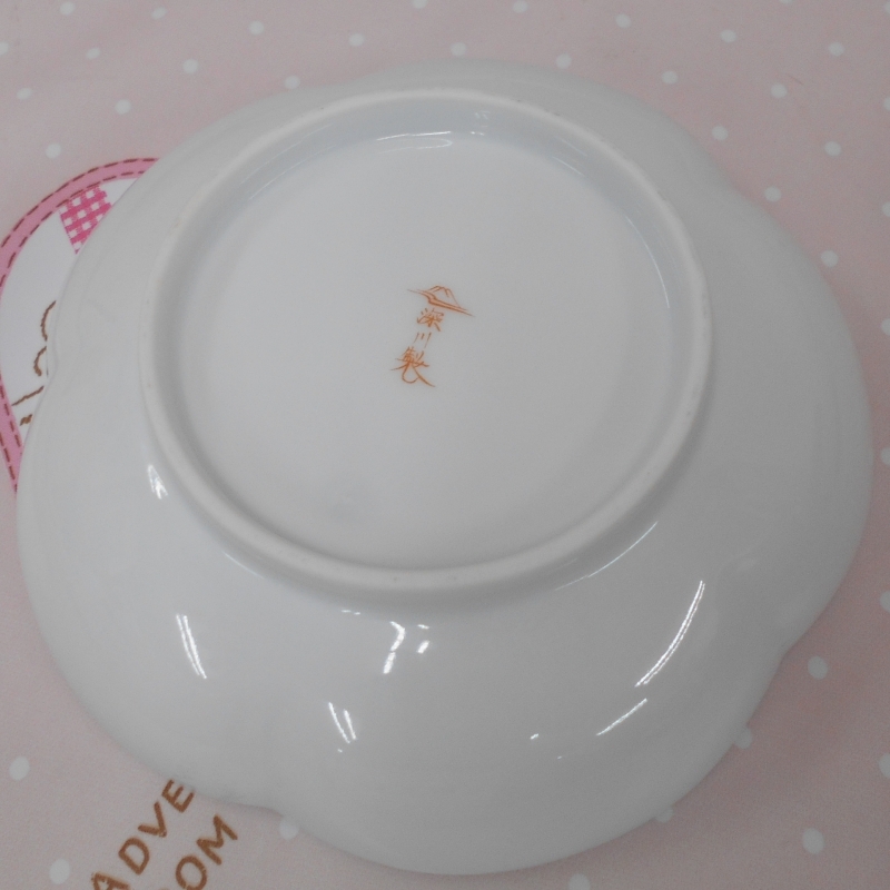 ☆深川製 15cm 梅型 銘々皿 菓子皿 寿赤絵 紅寿 USED品♪_画像3