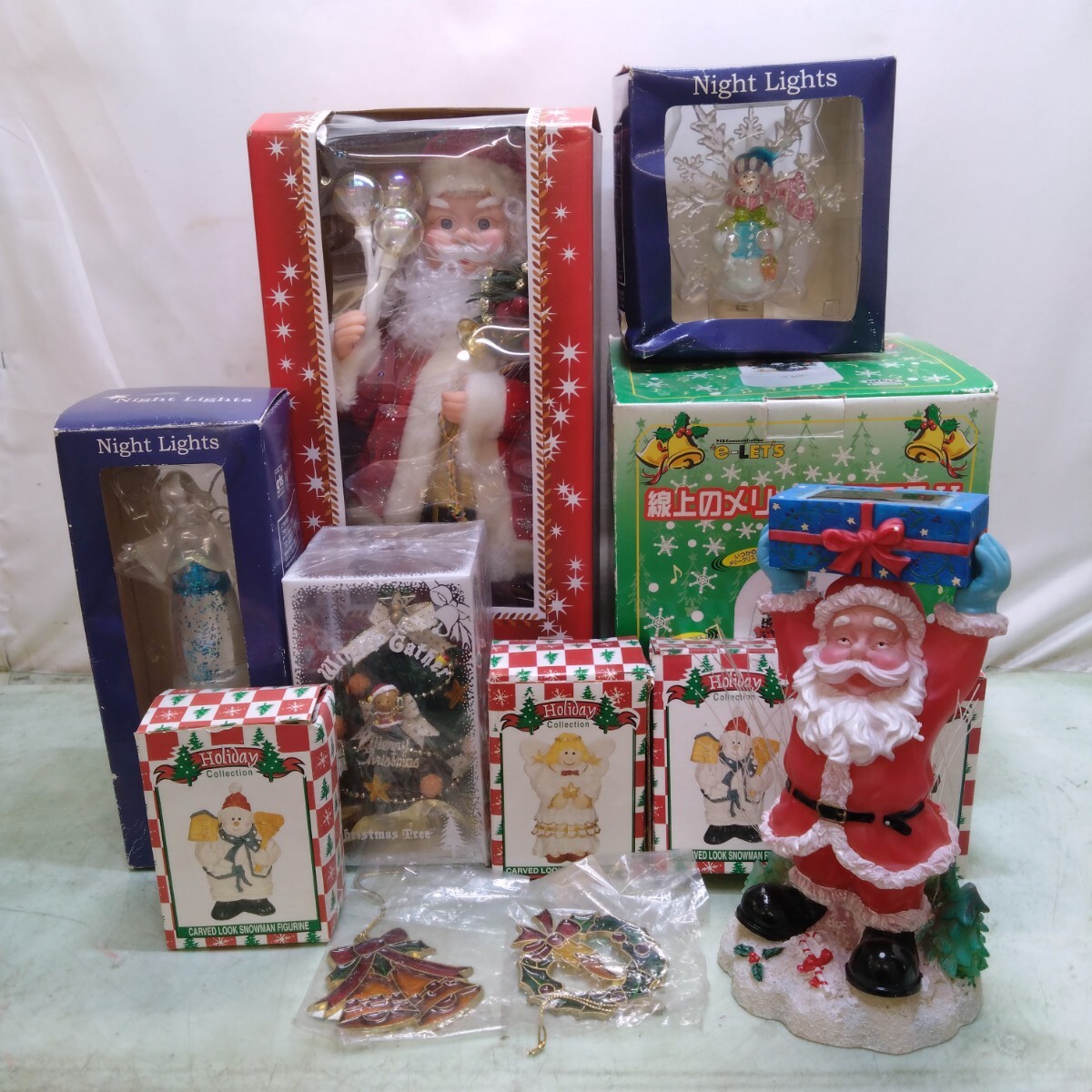 ☆中古品/未使用品☆クリスマス イルミネーション オブジェ 雑貨 まとめて セット サンタクロース ツリー フィギュア 置物 インテリア 飾り_画像1