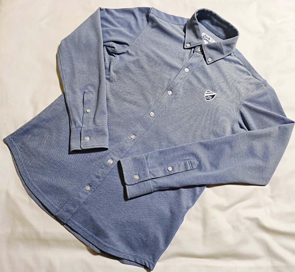 【程度良好】ジャックバニー(パーリーゲイツ) 鹿の子 長袖ポロシャツ コットン×ポリエステル混 サイズ:4(M)TSI正規品識別タグあり_画像2