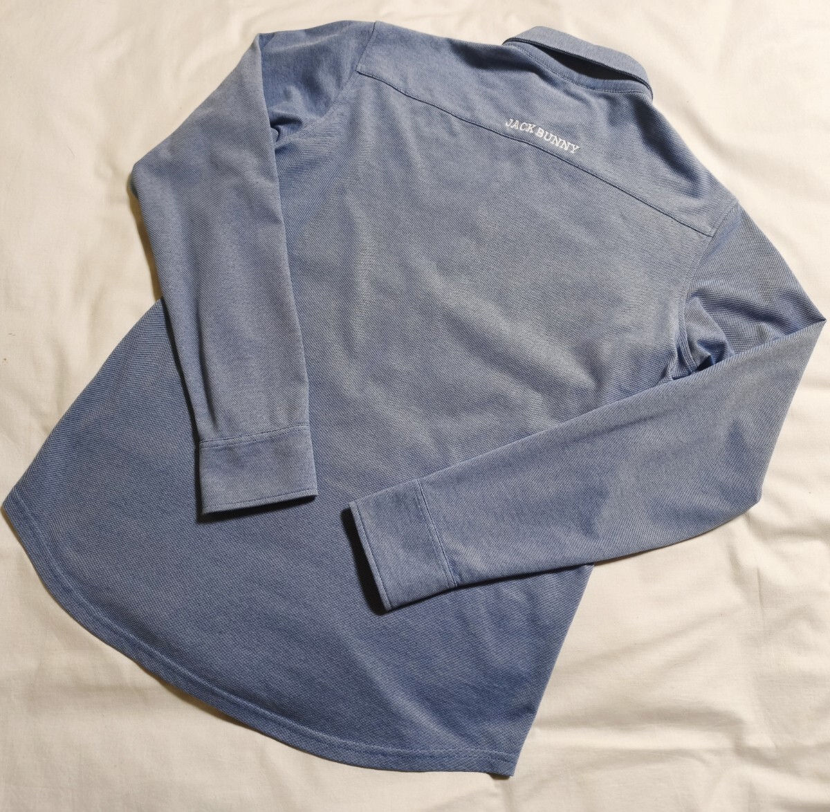 【程度良好】ジャックバニー(パーリーゲイツ) 鹿の子 長袖ポロシャツ コットン×ポリエステル混 サイズ:4(M)TSI正規品識別タグあり_画像3