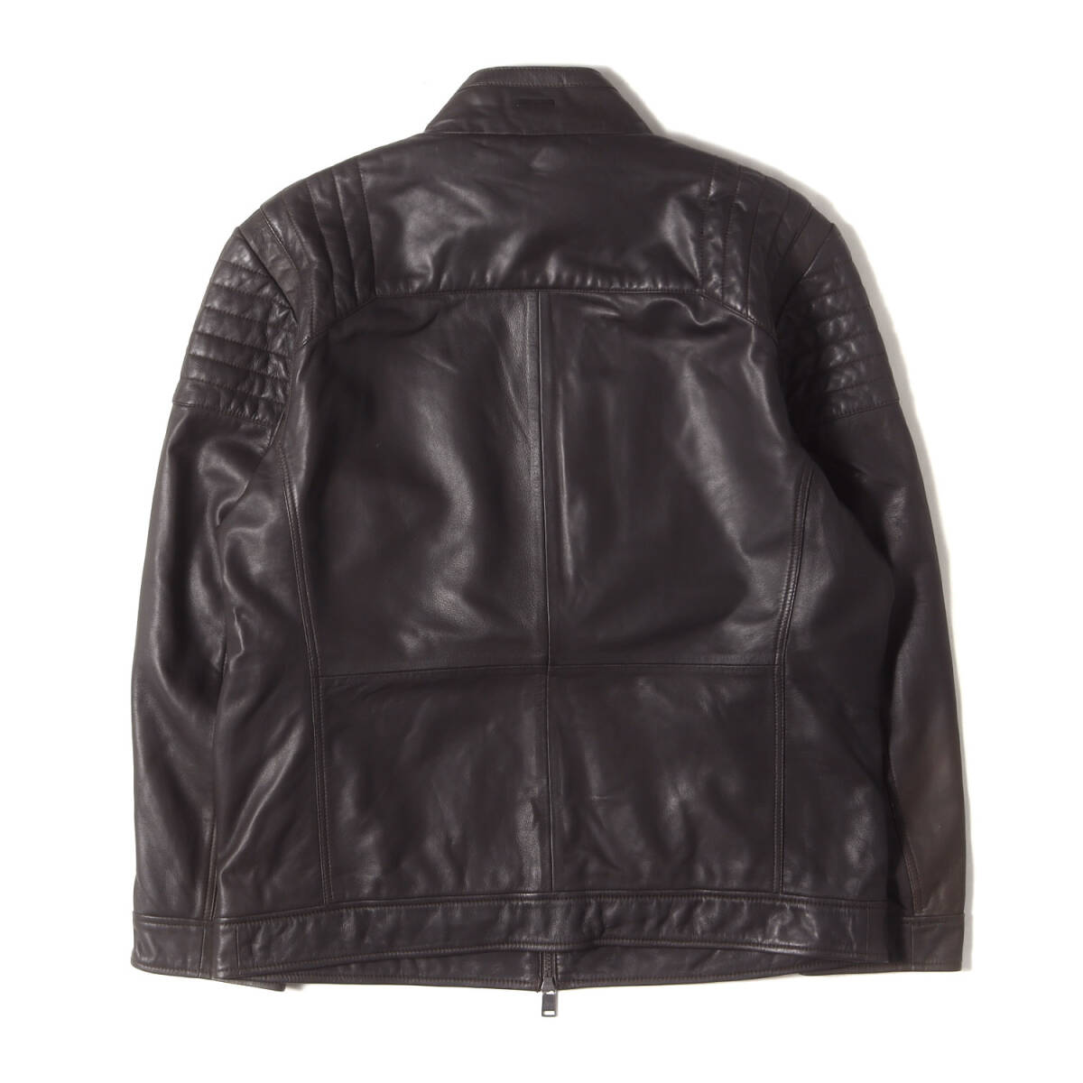 HUGO BOSS ヒューゴボス ジャケット ブラウン サイズ:54 | ラムレザー シングル ライダース ジャケット | 10207253 | アウター ブルゾン_画像2