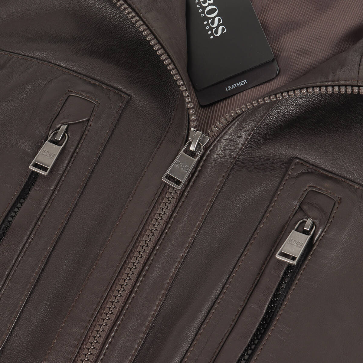 HUGO BOSS ヒューゴボス ジャケット ブラウン サイズ:54 | ラムレザー シングル ライダース ジャケット | 10207253 | アウター ブルゾン_画像4