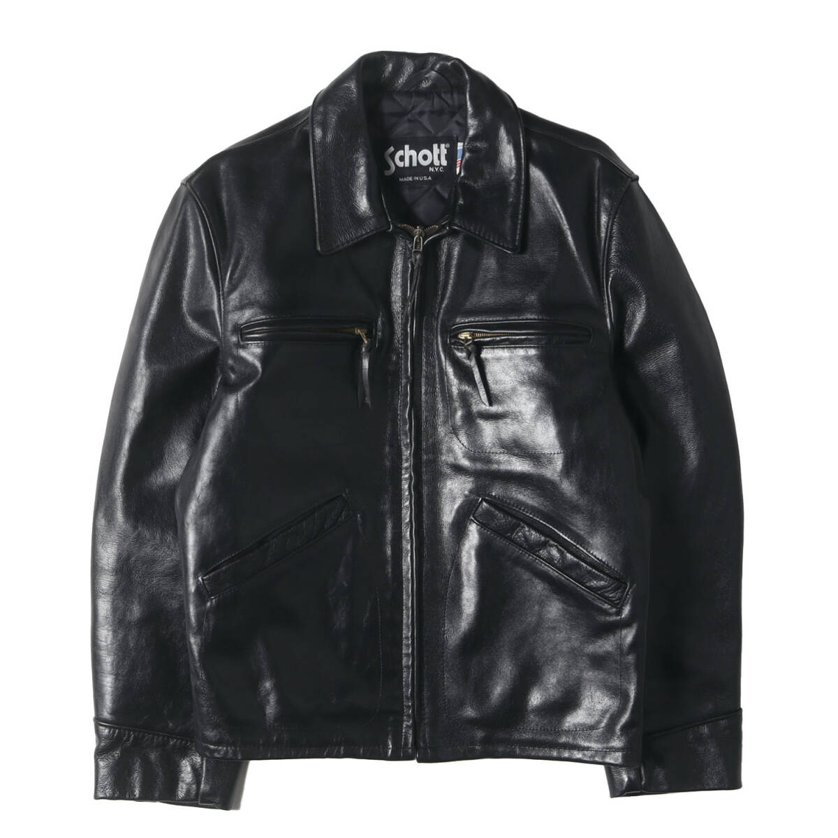 Schott ショット ジャケット ブラック サイズ:38 | USA製 634 | 襟付き カウレザー シングル トラッカージャケット | アウター ブルゾン_画像1