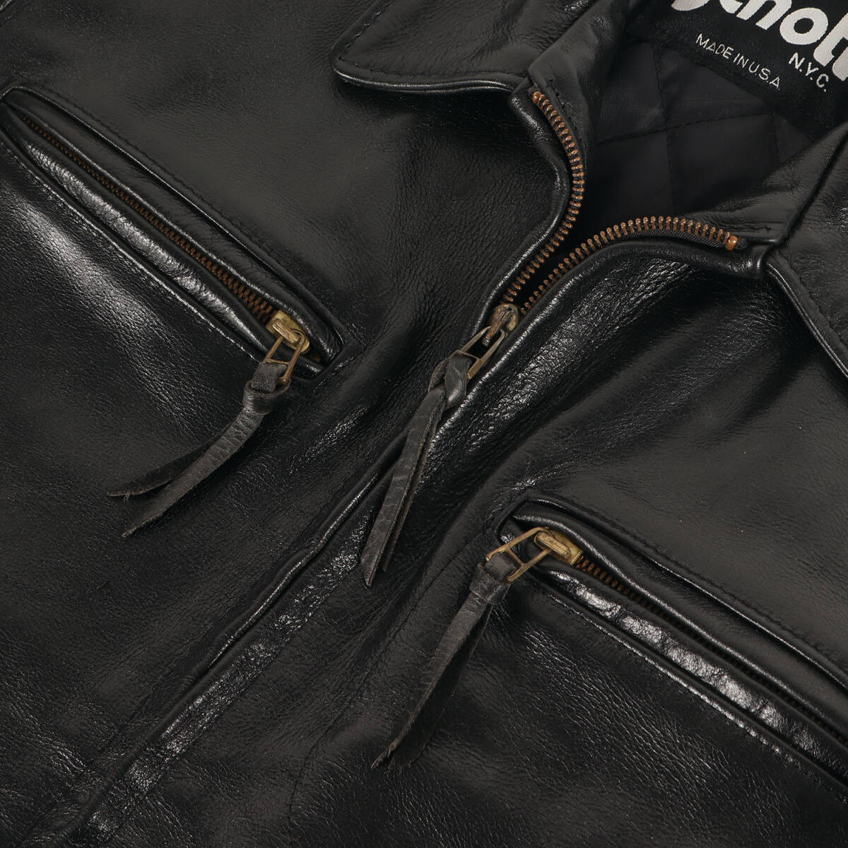 Schott ショット ジャケット ブラック サイズ:38 | USA製 634 | 襟付き カウレザー シングル トラッカージャケット | アウター ブルゾン_画像6