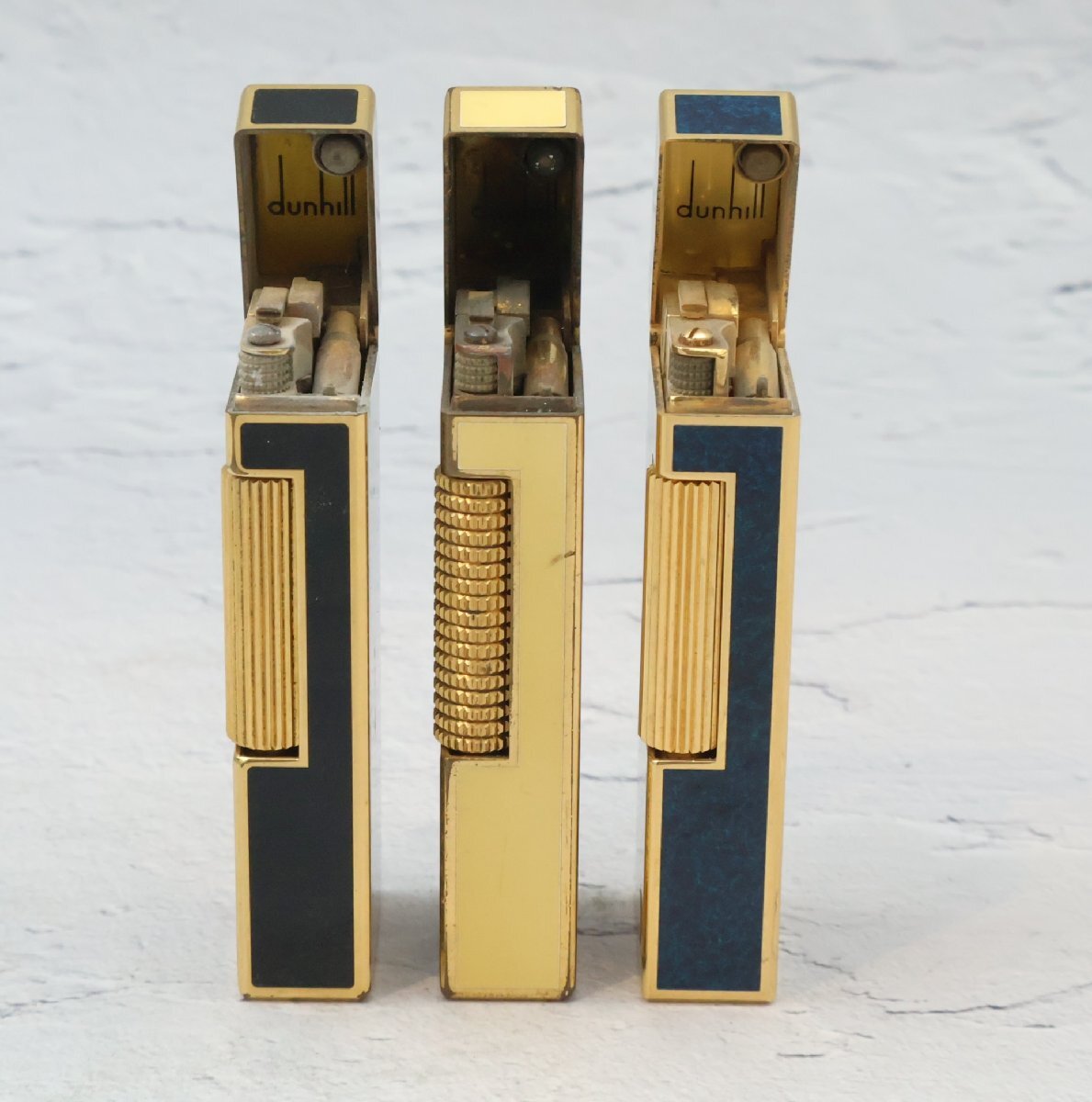 ダンヒルdunhill☆ライター計3点 ケース付き1点 ブラック/イエロー/ブルーラッカー 火花確認◆おたからや【H-LI02572】_画像5