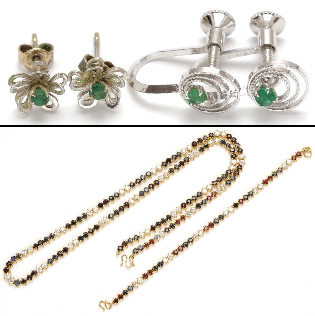 おたからや◆天然ルビー/サファイア/エメラルドアクセサリー《製品で約360g 用紙含》リング等 (傷欠け含) 【B-YA02666】_画像9