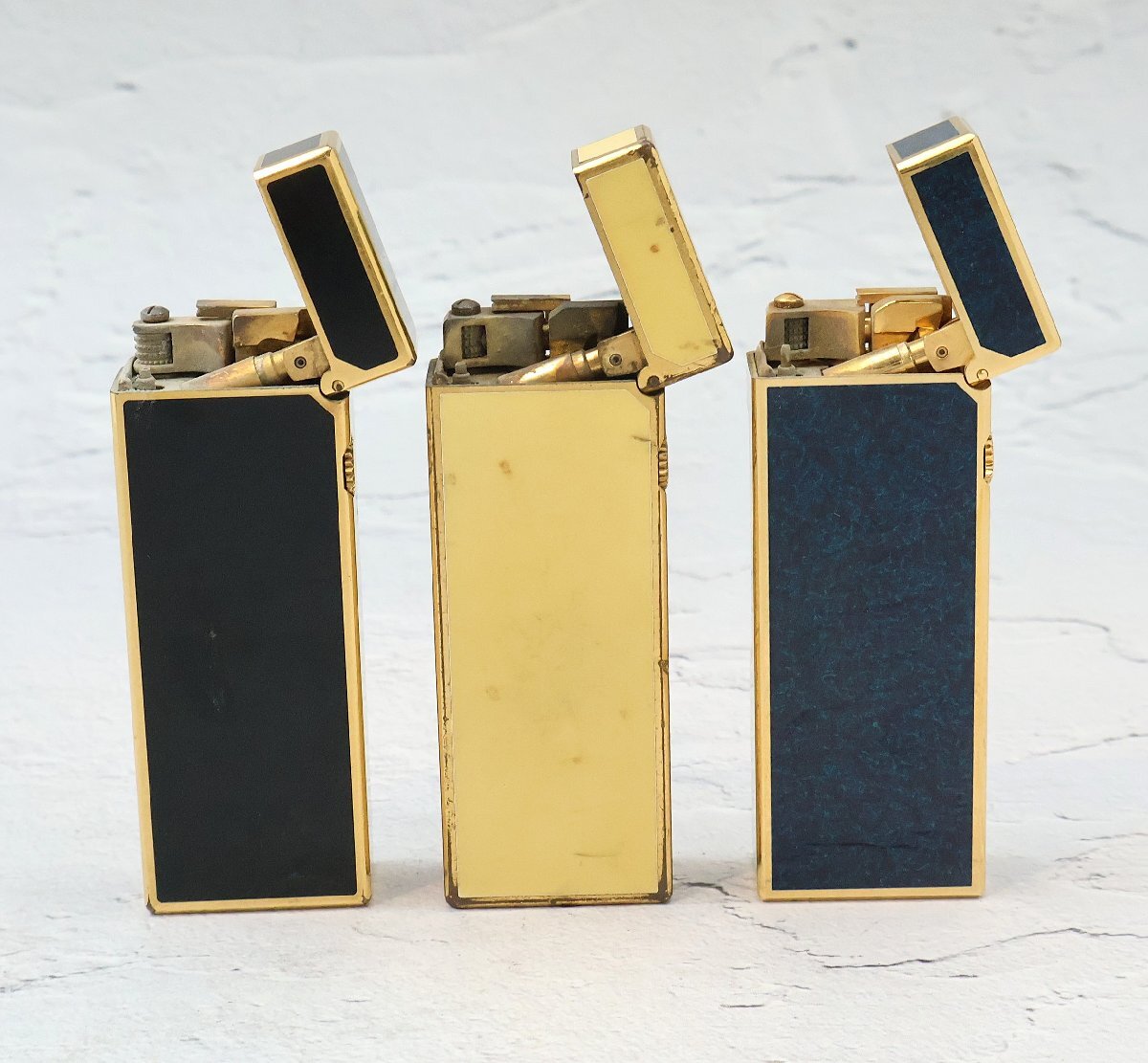 ダンヒルdunhill☆ライター計3点 ケース付き1点 ブラック/イエロー/ブルーラッカー 火花確認◆おたからや【H-LI02572】_画像4