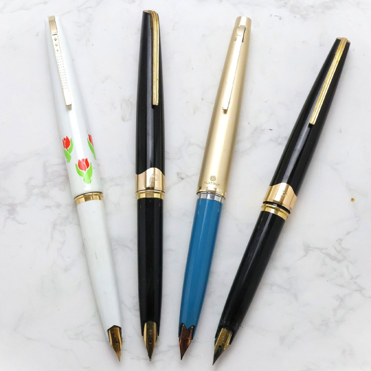 プラチナ PLATINUM 万年筆 4点(内1点ネーム入り) ペン先14K ※筆記未確認◆おたからや【Z-PE03035】_画像1