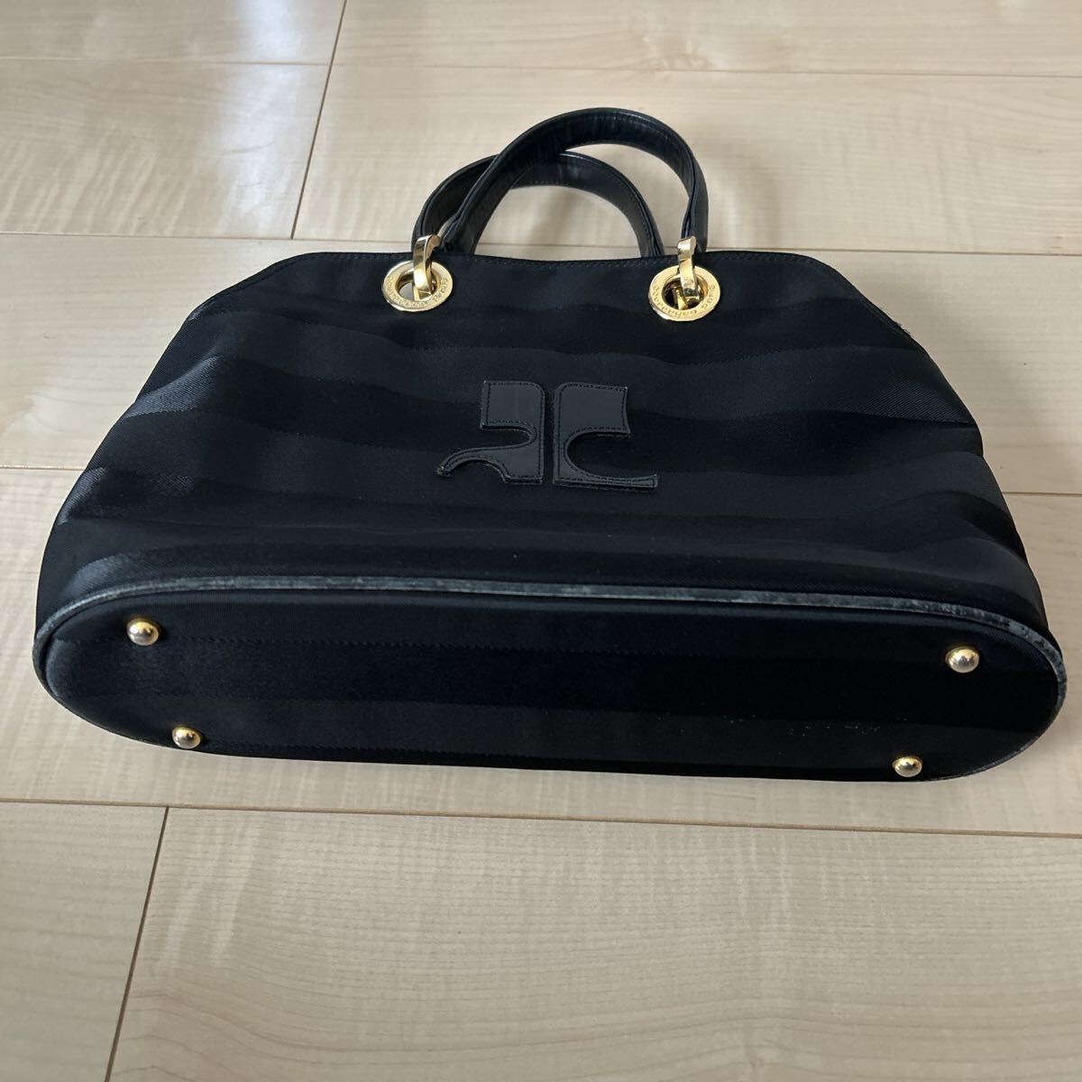 クレージュ Courreges ハンドバッグ ブラック ナイロン 黒 バッグ_画像4